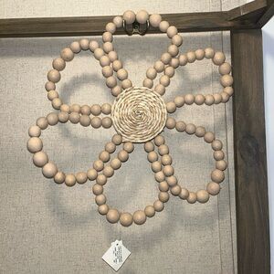☀️Hobby Lobby Tan Wooden Bead Floral Wall Art☀️